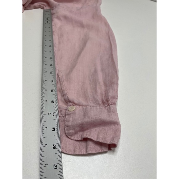 CP SHADES Linen Oversized Tunic Shirt Baby Pink Button Up Lagenlook Coastal L - Picture 9 of 9